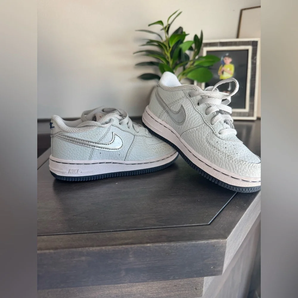 Nike Kids' Air Force 1 Sneakers - Gray/Silver/Light Blue 9C